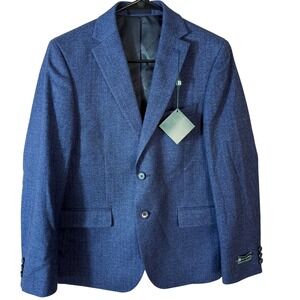 Brooks Brothers Bamboy Blazer Men 16R Blue Mix Herringbone Wool Blend Sport Coat